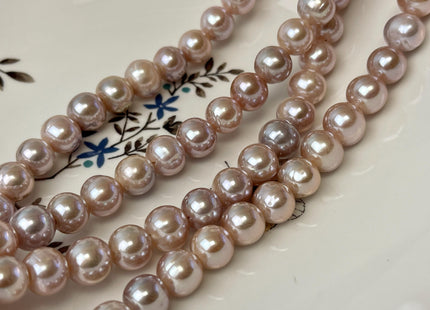 10 mm AAA Half Strand Extra Shiny Large Hole Natural Mauve Pink Off Round Freshwater Pearl Beads Hole Size 1.5 mm 2.2 mm 21 Beads #P3132