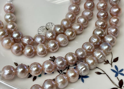 10 mm AAA Half Strand Extra Shiny Large Hole Natural Mauve Pink Off Round Freshwater Pearl Beads Hole Size 1.5 mm 2.2 mm 21 Beads #P3132