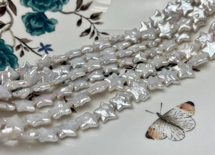 11-12 mm AAA Very Rare Natural White Star Shape Freshwater Coin Pearl Beads Genuine High Luster Star Coin Pearls #P2907