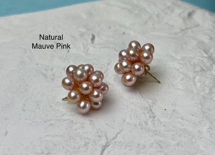 Genuine Natural White Freshwater Pearl Stud Earring .925 Sterling Silver Cluster Earring Posts Pearl Earrings Bridal Earrings #10047-A