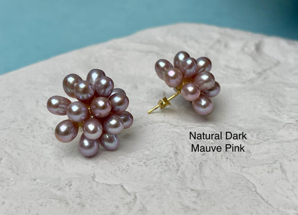 Genuine Natural White Freshwater Pearl Stud Earring .925 Sterling Silver Cluster Earring Posts Pearl Earrings Bridal Earrings #10047-A