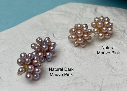 Genuine Natural White Freshwater Pearl Stud Earring .925 Sterling Silver Cluster Earring Posts Pearl Earrings Bridal Earrings #10047-A