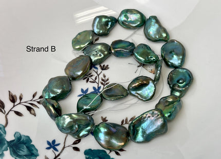 15-20x17-26 mm AAA Forest Green Color Jumbo Keshi Freshwater Pearl Beads Center Drilled Very Rare High Luster Huge Paddle Keshi Pearl #P3112
