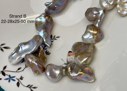 14-28x22-50 mm AAA Natural Mauve Pink Seaweed With Iridescent Color Baroque Pearl Beads Rare High Luster Genuine Large Baroque Pearls #P3115