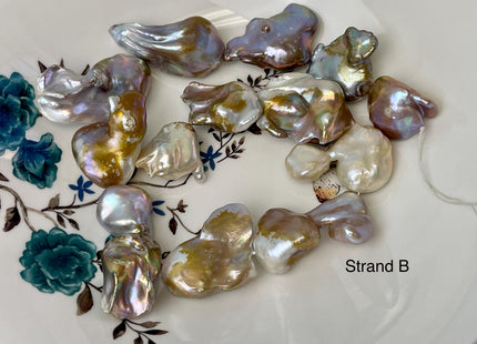 14-28x22-50 mm AAA Natural Mauve Pink Seaweed With Iridescent Color Baroque Pearl Beads Rare High Luster Genuine Large Baroque Pearls #P3115
