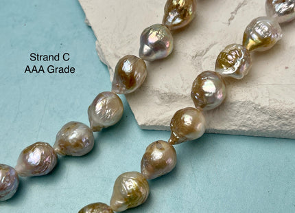 10-14x14-28 mm AAA Natural Mauve Seaweed Pink With Iridescent Color Baroque Pearl Beads Rare High Luster Genuine Baroque Pearls #P3116