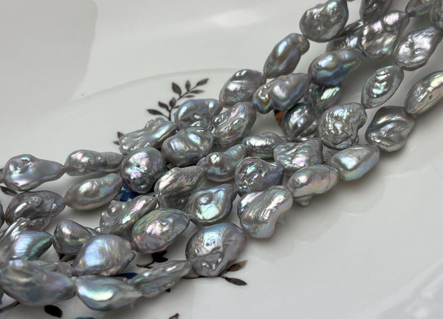 10-11x12-16 mm AA Gray Color Keshi Nugget Freshwater Pearl Beads Very Rare Genuine Freshwater High Luster Keshi Rice Nugget Pearls #P2906