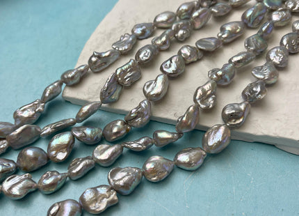 10-11x12-16 mm AA Gray Color Keshi Nugget Freshwater Pearl Beads Very Rare Genuine Freshwater High Luster Keshi Rice Nugget Pearls #P2906