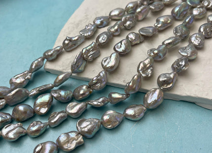 10-11x12-16 mm AA Gray Color Keshi Nugget Freshwater Pearl Beads Very Rare Genuine Freshwater High Luster Keshi Rice Nugget Pearls #P2906
