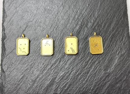 Astrology Zodiac Signs Charms for Necklace, 18K Gold Filled Charm Pendant With CZ, Antique Charms for Jewelry Making, One Piece #CR0079