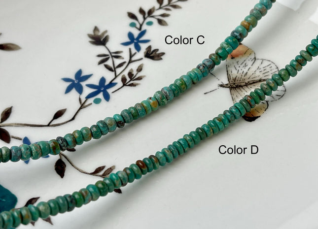 4 mm 100% Natural Smooth Rondelle Turquoise Gemstone Beads Multi Turquoise Blue Green Color Beads 16 Inches #4684