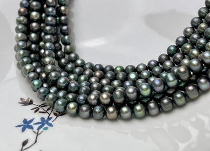 7 mm Dark Forest Green Potato Freshwater Pearl Beads Genuine Freshwater Pearl 61 Beads #P2916