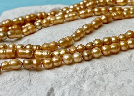 7x10-13 mm Peanut Shape Champagne Gold Color Freshwater Pearl Beads Genuine Very Rare Freshwater Baroque Peanut Pearl #P2917
