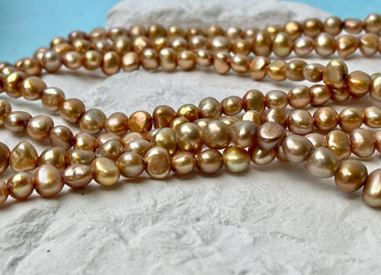 7-8 mm AA Large Hole Freshwater Pearl Potato Nugget Hole Size 1.2 mm Genuine Dark Champagne Large Hole Pearls #P2918