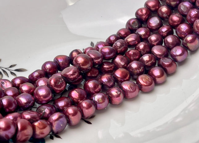 10-11 mm Burgundy Purple Nugget Freshwater Pearl Beads Genuine Burgundy Freshwater Large Pearl Nugget Pearls 38-40 Beads #P2919