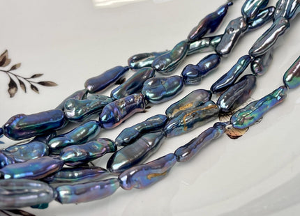8-9x18-25 mm AA Rainbow Peacock Biwa Stick Freshwater Pearl Beads Genuine Super High Luster Unique Peacock Pearls #P2923