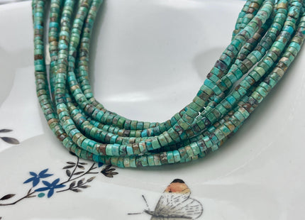 4 mm 100% All Natural Turquoise Heishi Rondelle Shape Genuine Natural Multi Color Turquoise Gemstones 15.5-16 Inches Strand #4685