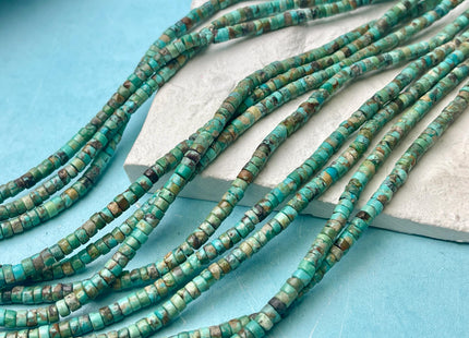 4 mm 100% All Natural Turquoise Heishi Rondelle Shape Genuine Natural Multi Color Turquoise Gemstones 15.5-16 Inches Strand #4685