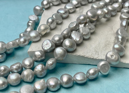 11-12 mm AAA Large Hole Light Gray Freshwater Pearl Nugget Beads Hole Size 1.2 mm High Luster Large Hole Nugget Pearls 33-35 Beads #P2929