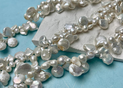 10-11x18-20 mm AA Natural White Top Drilled Coin Freshwater Pearl Beads Irregular Coin Pearls Genuine Natural Coin Pearl Beads #P2931