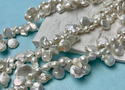 10-11x18-20 mm AA Natural White Top Drilled Coin Freshwater Pearl Beads Irregular Coin Pearls Genuine Natural Coin Pearl Beads #P2931