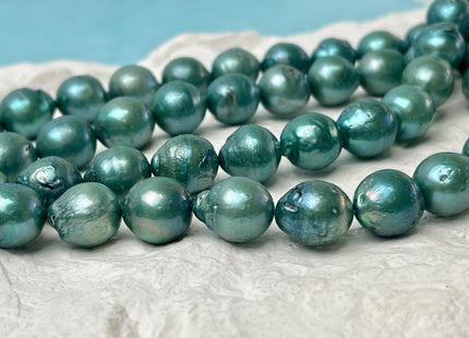 10-11x12-13 mm or 11-12x13-14 mm Teal Green Color Baroque Freshwater Pearls Genuine Baroque Pearl Beads B Grade #P2932