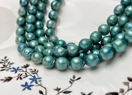 10-11x12-13 mm or 11-12x13-14 mm Teal Green Color Baroque Freshwater Pearls Genuine Baroque Pearl Beads B Grade #P2932