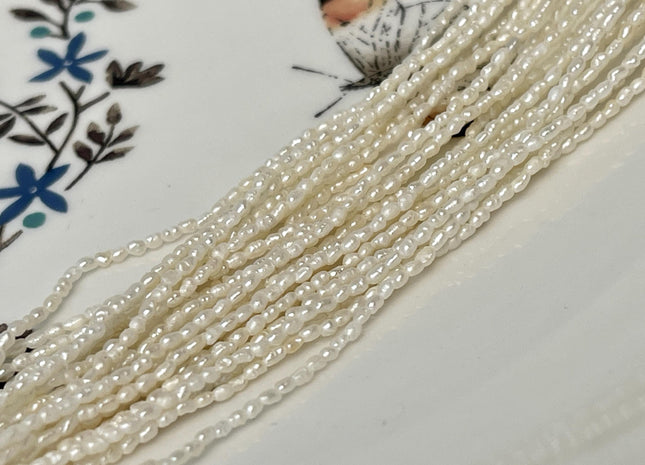 1-1.5x2 mm Natural White Rice Tiny Freshwater Seed Pearls Genuine Natural Rice Seed Pearls #P2925