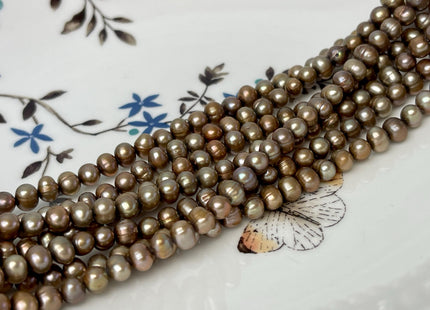 5-5.5 mm Dark Dusty Brown Color Off Round or Potato Freshwater Pearl Beads Genuine Cultured Freshwater Pearl Beads Potato Pearl Beads #P2913