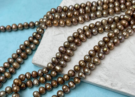 5-5.5 mm Dark Dusty Brown Color Off Round or Potato Freshwater Pearl Beads Genuine Cultured Freshwater Pearl Beads Potato Pearl Beads #P2913