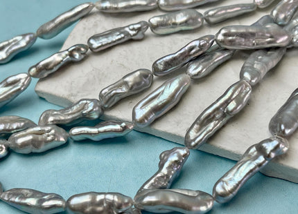 8-9x18-25 mm AAA Gray Biwa Stick Freshwater Pearl Beads Genuine Super High Luster Unique Keshi Pearls #P2926
