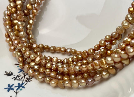 7-8 mm AA Large Hole Freshwater Pearl Potato Nugget Hole Size 1.2 mm Genuine Dark Champagne Large Hole Pearls #P2918