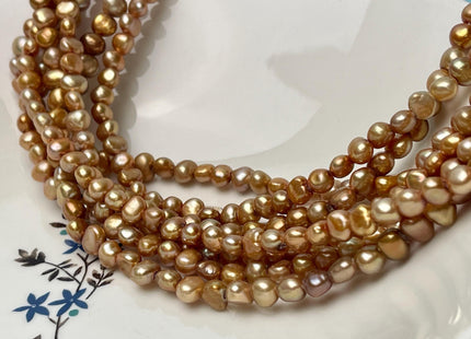 7-8 mm AA Large Hole Freshwater Pearl Potato Nugget Hole Size 1.2 mm Genuine Dark Champagne Large Hole Pearls #P2918