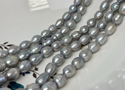 10x11-12mm Large Hole Rice/Oval Gray Freshwater Pearl Beads Hole Size 2.2mm #P2935