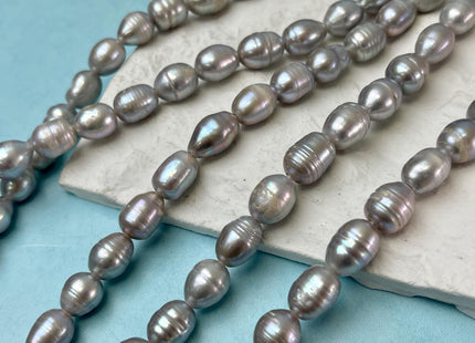 10x11-12mm Large Hole Rice/Oval Gray Freshwater Pearl Beads Hole Size 2.2mm #P2935