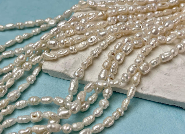 5x6-8mm Natural White Keshi Rice Nugget Freshwater Pearl Beads Genuine Freshwater Tiny Keshi Nugget Pearls B Grade #P2938