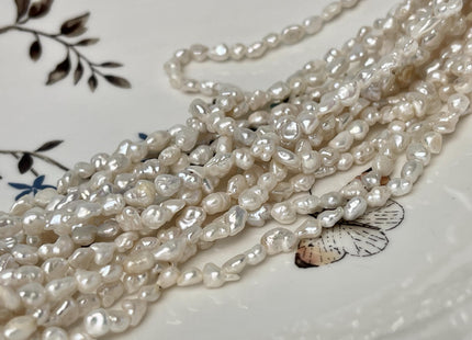 3.5-4x5mm Natural White Keshi Rice Nugget Freshwater Pearl Beads Genuine Freshwater Tiny Keshi Nugget Pearls B Grade #P2937