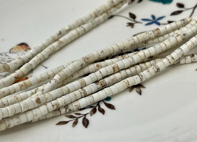 3 mm White Howlite Turquoise Heishi Rondelle Shape Howlite Turquoise Gemstones Loose Beads 15 Inches Strand #4686