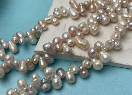 8-10x10-15 mm Natural Mixed White and Pink Color Peanut Shape Top Drilled Freshwater Pearl Beads Genuine Peanut Freshwater Pearls #P2942