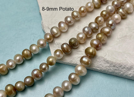 8 - 9 mm Natural Seaweed Color Potato Freshwater Pearl Beads Genuine Natural Color Freshwater Potato Pearls #88