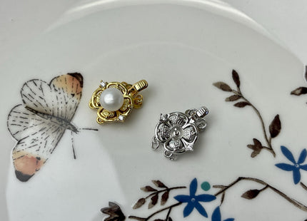 12 mm 925 Sterling Silver/Gold Flower Clover Clasp Genuine Sterling Silver Findings 925 Sterling Silver Clasps w/CZ DIY Jewelry #10325