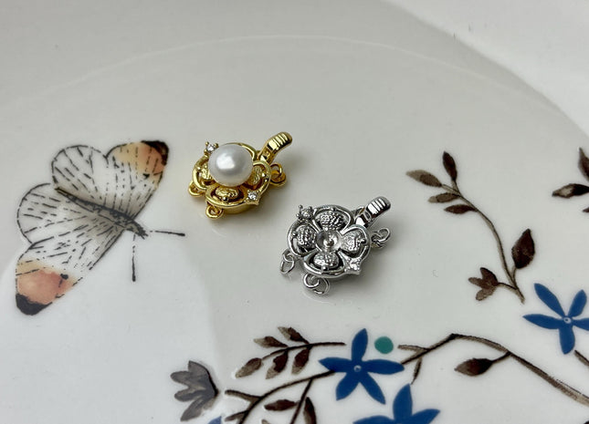 12 mm 925 Sterling Silver/Gold Flower Clover Clasp Genuine Sterling Silver Findings 925 Sterling Silver Clasps w/CZ DIY Jewelry #10325