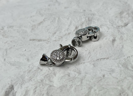 8x16 mm 925 Sterling Silver Lobster Clasp With Cubic Zirconia & Connecting End Caps Genuine Sterling Silver Findings Clasp With Cap #10326