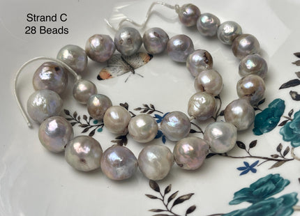 One-Of-A-Kind 12-17x12-19 mm Large Hole Baroque Freshwater Pearl Beads 2.2mm Hole Genuine Natural Mauve Pink and White Baroque Pearls #P2944