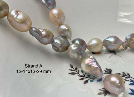 One-Of-A-Kind 12-29 mm Large Hole Baroque Freshwater Pearl Beads 2.2mm Hole Genuine Natural Mauve Pink and Seaweed Baroque Pearls #P2945