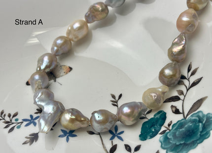 One-Of-A-Kind 12-29 mm Large Hole Baroque Freshwater Pearl Beads 2.2mm Hole Genuine Natural Mauve Pink and Seaweed Baroque Pearls #P2945