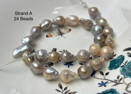 One-Of-A-Kind 12-29 mm Large Hole Baroque Freshwater Pearl Beads 2.2mm Hole Genuine Natural Mauve Pink and Seaweed Baroque Pearls #P2945