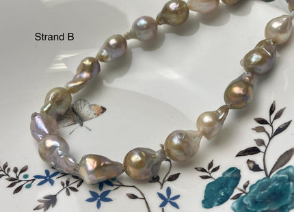 One-Of-A-Kind 12-29 mm Large Hole Baroque Freshwater Pearl Beads 2.2mm Hole Genuine Natural Mauve Pink and Seaweed Baroque Pearls #P2945