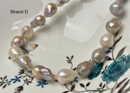 One-Of-A-Kind 12-29 mm Large Hole Baroque Freshwater Pearl Beads 2.2mm Hole Genuine Natural Mauve Pink and Seaweed Baroque Pearls #P2945