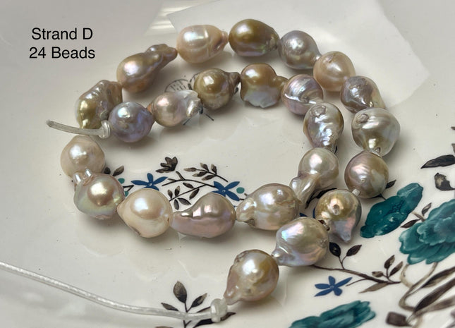 One-Of-A-Kind 12-29 mm Large Hole Baroque Freshwater Pearl Beads 2.2mm Hole Genuine Natural Mauve Pink and Seaweed Baroque Pearls #P2945